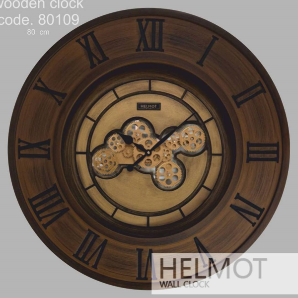  ساعت دیواری هلموت کد 80109، ساعت دیواری با متریال چوبی بدنه، دارای موتور چرخ دنده دار متحرک، بسته بندی یونولیت و کارتن حین ارسال، سایز 80، موتور میتسو با 5 سال ضمانت هلموت