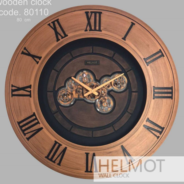 ساعت دیواری هلموت کد 80110، ساعت دیواری با متریال چوبی بدنه، دارای موتور چرخ دنده دار متحرک، بسته بندی یونولیت و کارتن حین ارسال، سایز 80، موتور میتسو با 5 سال ضمانت هلموت