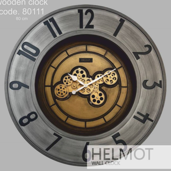  ساعت دیواری هلموت کد 80111، ساعت دیواری با متریال چوبی بدنه، دارای موتور چرخ دنده دار متحرک، بسته بندی یونولیت و کارتن حین ارسال، سایز 80، موتور میتسو با 5 سال ضمانت هلموت