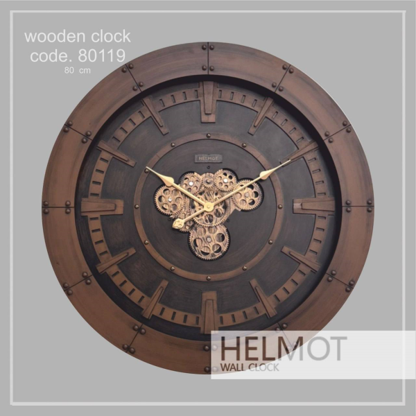  ساعت دیواری هلموت کد 80119، ساعت دیواری با متریال چوبی بدنه، دارای موتور چرخ دنده دار متحرک، بسته بندی یونولیت و کارتن حین ارسال، سایز 80، موتور میتسو با 5 سال ضمانت هلموت