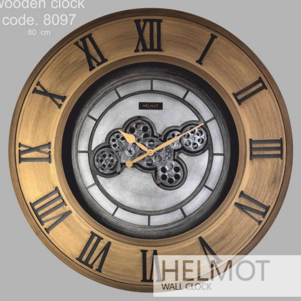  ساعت دیواری هلموت کد 8097، ساعت دیواری با متریال چوبی بدنه، دارای موتور چرخ دنده دار متحرک، بسته بندی یونولیت و کارتن حین ارسال، سایز 80، موتور میتسو با 5 سال ضمانت هلموت