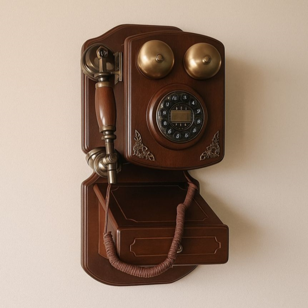 تلفن دیواری چوبی شوبرت مدل 4431، تلفن دیواری بی‌نظیر با شماره گیر دکمه ای، تلفن سنتی و خاص و نوستالژی، وسیله کلیدی برای تزیین دکور منزل-1