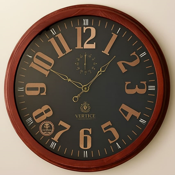 ساعت دیواری چوبی ورتیچ مدل 750، ساعت دیواری با چوب طبیعی سایز 70 با موتور آرامگرد تایوانی