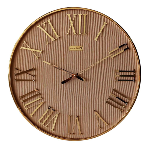 ساعت دیواری امپریال واچ، ساعت دیواری فلزی استیل برند امپریال با صفحه چرمی و موتور آرامگرد، طراحی خلاقانه و سایز 60 سانت، دارای اعداد رومی