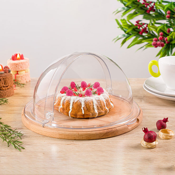 ظرف سرو کیک پایه چوبی برند لیمون مدل 217959، ظرف سرو کیک برای پذیرایی شیک و جذاب از مهمان‌ها، مناسب برای انواع کیک، شیرینی و دسر