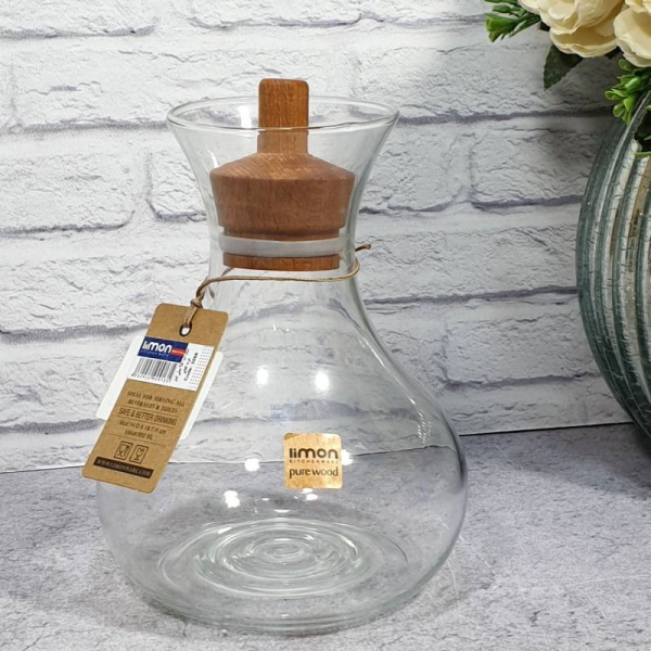 تنگ آب 950 میلی لیتر درب چوبی برند لیمون مدل 226859، تنگ آب 950 میلی لیتری درب چوبی برای نگهداری آب و نوشیدنی‌های خنک