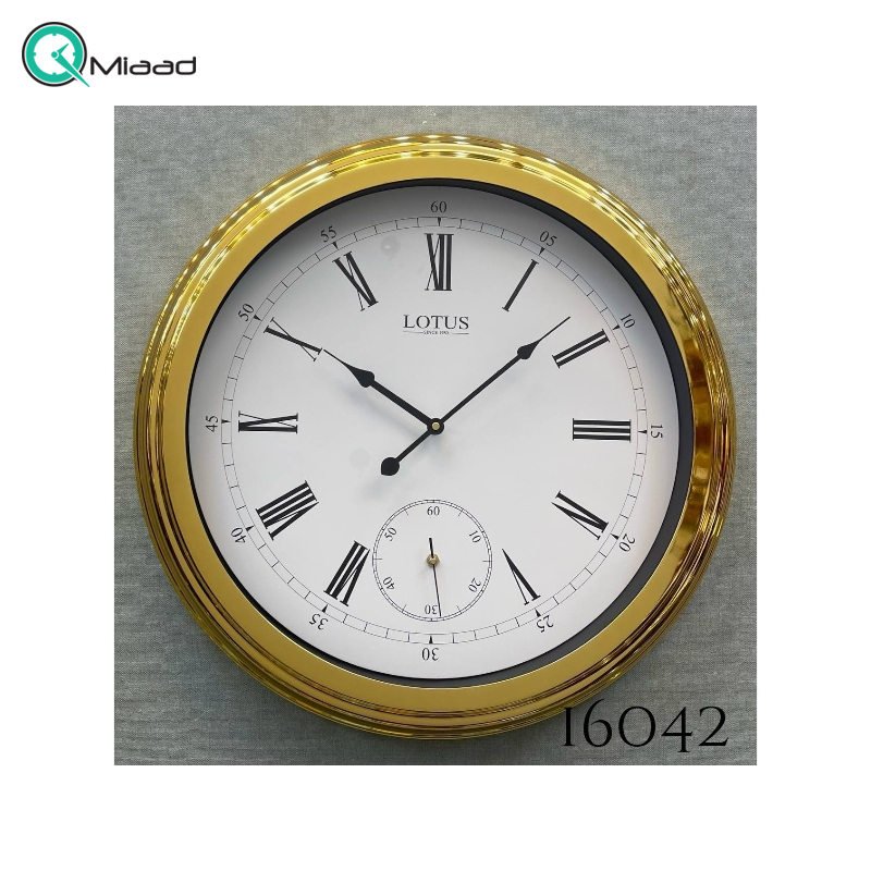 ساعت دیواری فلزی لوتوس کد 16042 رنگ طلایی