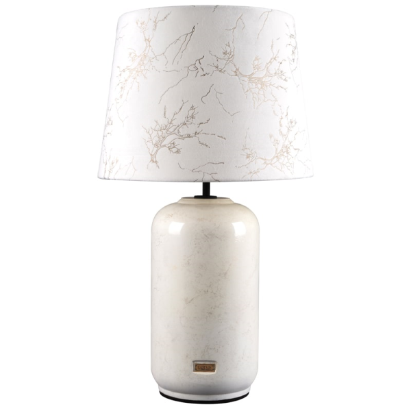 آباژور رومیزی لوتوس، چراغ خواب چوبی سبک روستیک با دکمه لمسی ساخته شده با چوب طبیعی مناسب اتاق خواب و اتاق نشیمن | کد 80807 رنگ سفید