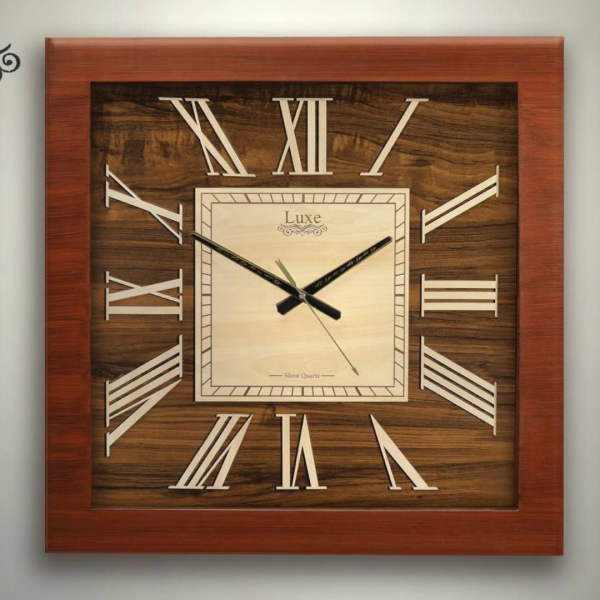 ساعت دیواری چوبی لوکس مدل 312، ساعت دیواری مربعی، زیبایی در سادگی و اصالت، سایز بزرگ 60 سانت در سه مدل کلاسیک و چشم‌نواز
