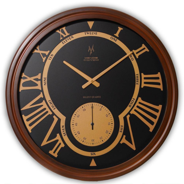 ساعت دیواری مندیس مدل 582، ساعت دیواری دو موتوره سایز 60 با متریال چوبی با رنگ پلی اورتان، فونت خلاقانه و جذاب رومی اعداد برای خوانایی راحت تر