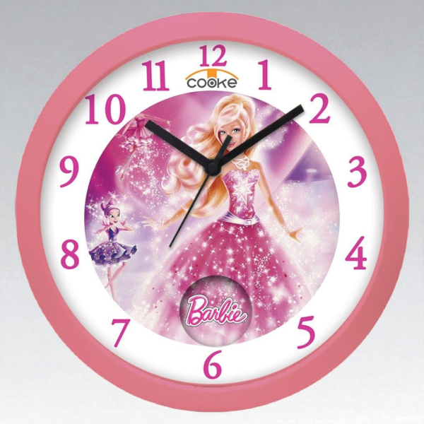 ساعت دیواری کودک شوبرت مدل 5154، ساعت دیواری طرح باربی، سایز 40 سانت، فونت لاتین و اعداد خوانا