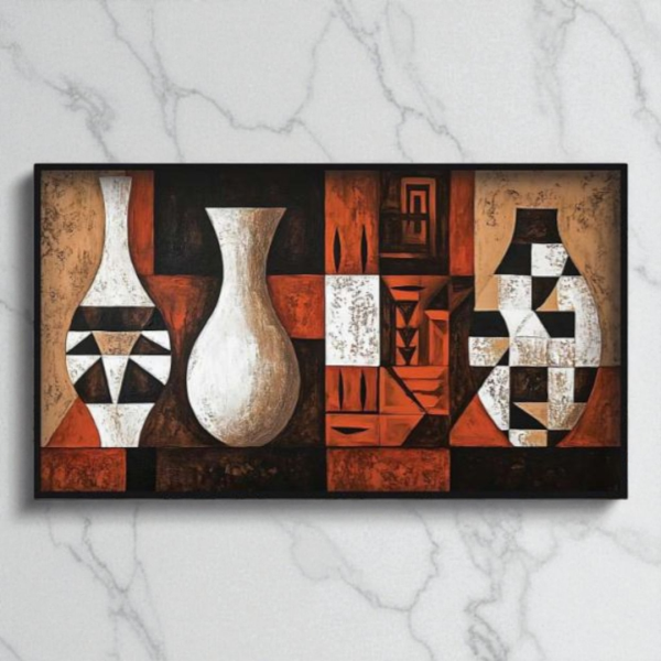 تابلو دکوراتیو شاین کد 202449، جدیدترین مدل تابلو با بالاترین کیفیت چاپ، متریال پی وی سی قاب، تابلو زیبا و جذاب، تابلو هنری با کیفیت فوق العاده و قابل شستشو طرح سه گلدان