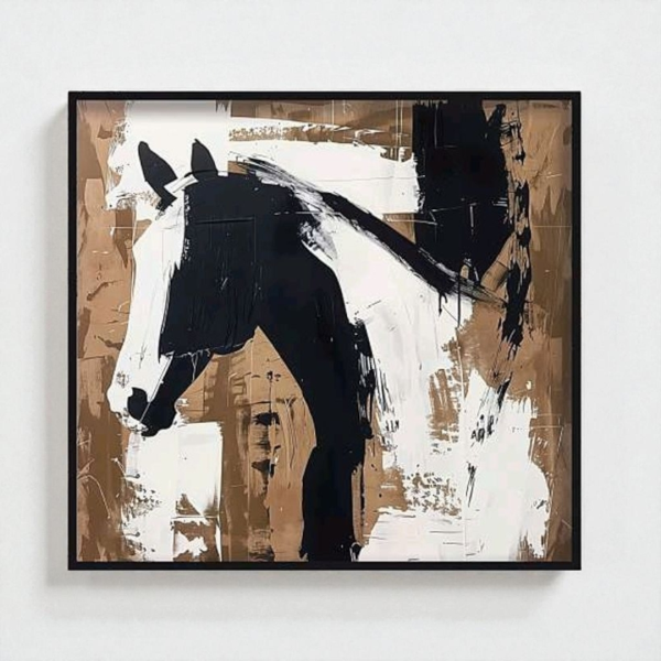 تابلو دکوراتیو شاین کد 202465، جدیدترین مدل تابلو با بالاترین کیفیت چاپ و سایز 100x100، متریال پی وی سی قاب، تابلو هنری با کیفیت فوق العاده و قابل شستشو طرح نیم‌رخ اسب