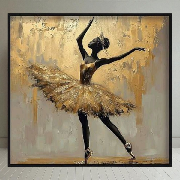 تابلو دکوراتیو شاین کد 202470، جدیدترین مدل تابلو با بالاترین کیفیت چاپ و سایز 100x100، متریال پی وی سی قاب، تابلو هنری با کیفیت فوق العاده و قابل شستشو طرح رقص باله