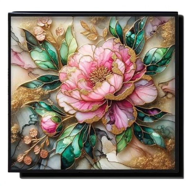 تابلو دکوراتیو شاین کد 202471، جدیدترین مدل تابلو با بالاترین کیفیت چاپ و سایز 100x100، متریال پی وی سی قاب، تابلو هنری با کیفیت فوق العاده و قابل شستشو طرح گل شکوفه صورتی