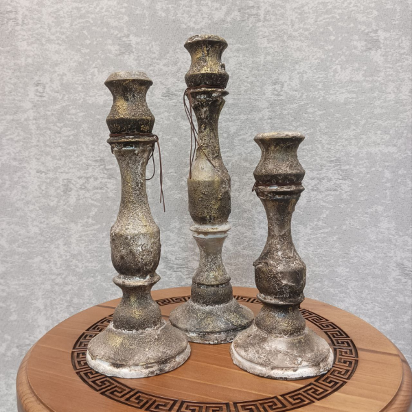 ست شمعدان تزیینی رزین در سه سایز مختلف، ست شمعدان سه عددی، متریال رزین مقاوم و استفاده به عنوان وسیله تزیینی حتی بدون شمع