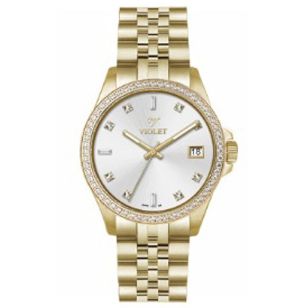 ساعت ویولت زنانه بند فلزی طلایی کد 0560
