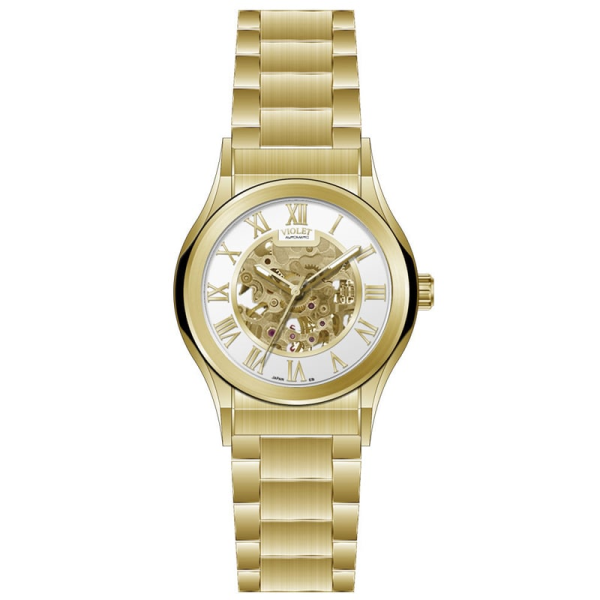 ساعت ویولت زنانه اتوماتیک با بند فلزی مدل 0562