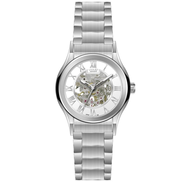 ساعت ویولت زنانه بند فلزی نقره ای کد 0562