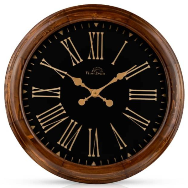 ساعت دیواری وودسان، ساعت دیواری ساخته شده با چوب طبیعی روس سبک کلاسیک، مدل فیلادلفیا، اعداد یونانی، سایز 60