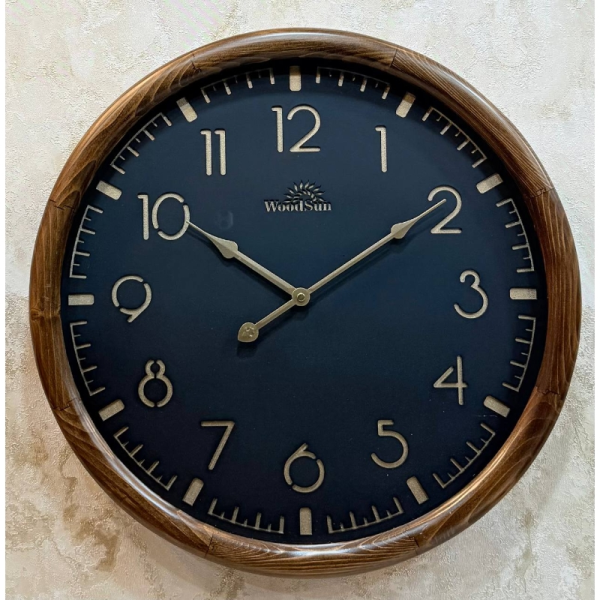 ساعت دیواری وودسان مدل استکهلم مشکی، ساعت دیواری ساخته شده با چوب طبیعی روس سبک کلاسیک، در سه سایز، سایز 60