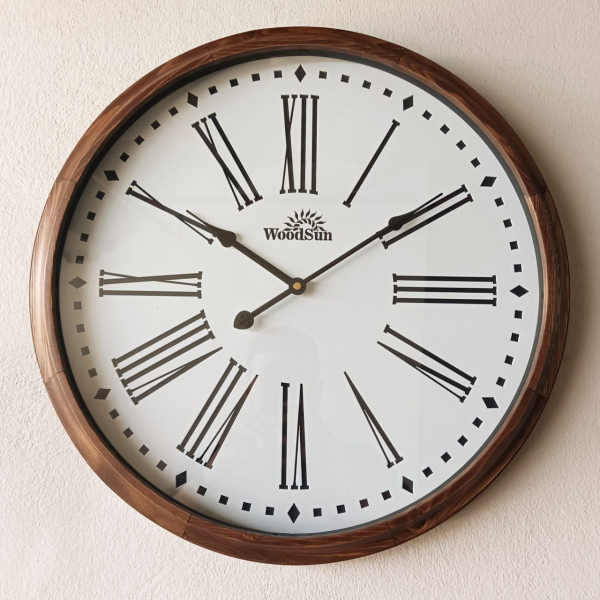 ساعت دیواری وودسان مدل والنسیا سایز 50، ساعت دیواری ساخته شده با چوب طبیعی روس سبک کلاسیک، مدل والنسیا، اعداد یونانی