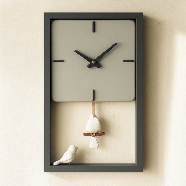 ساعت دیواری چوبی دست ساز کد 148، ساعت دیواری پاندولی سایز 50×30 سانت، ساعت دیواری مینیمال