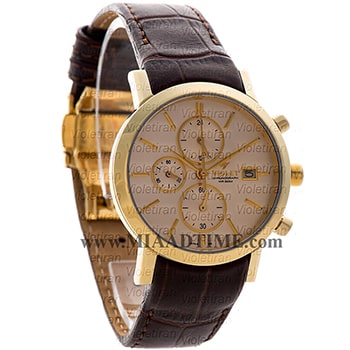 ساعت مچی ویولت زنانه کرنوگراف بند چرم طلایی صفحه سفید مدل 0465/2L