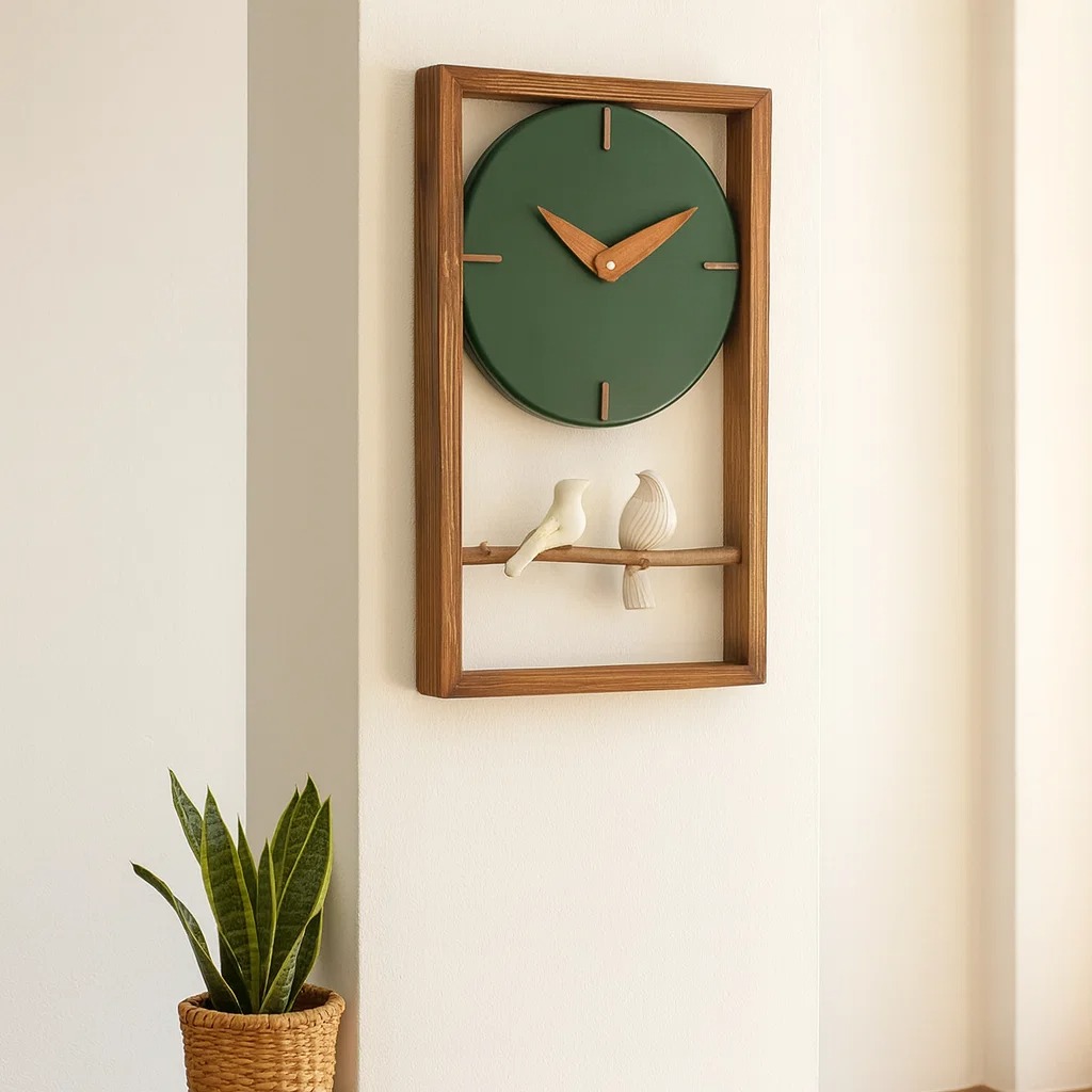 ساعت دیواری چوبی دست ساز مدل 154