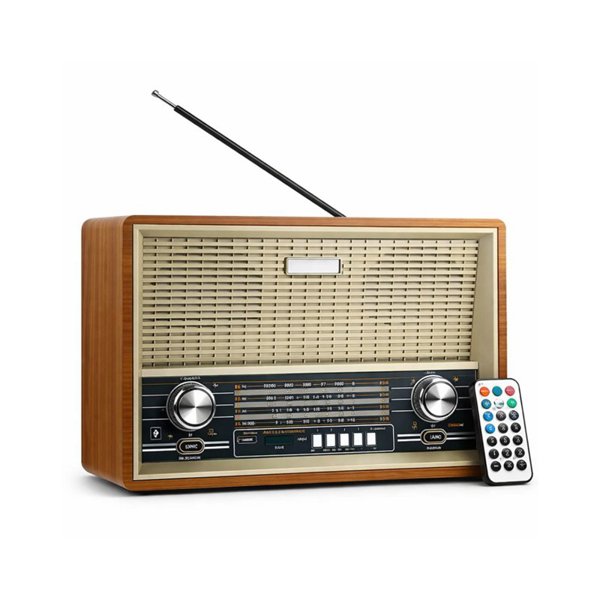 رادیو کلاسیک | رادیو 4 بانده قابل حمل سبک قدیمی ریموت دار |رادیو فلش خور، بلوتوث قابل شارژ | مدل 2002