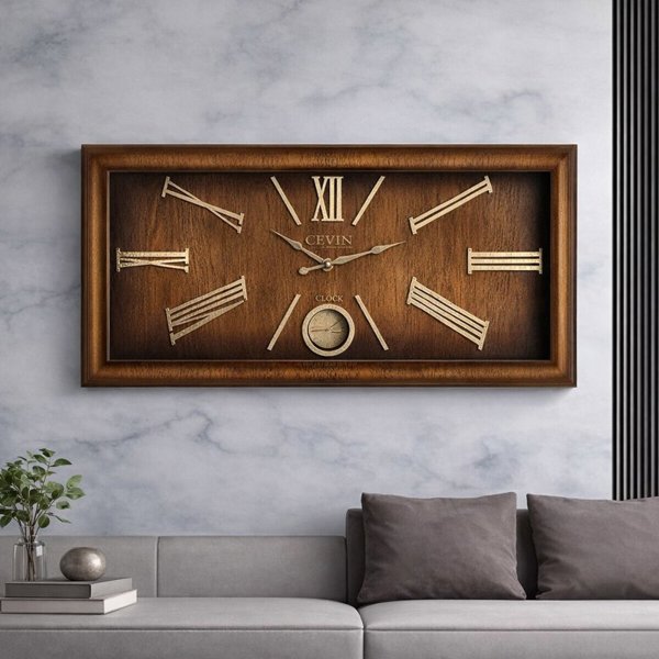 ساعت دیواری چوبی کوین مدل 2221 سایز 45*90