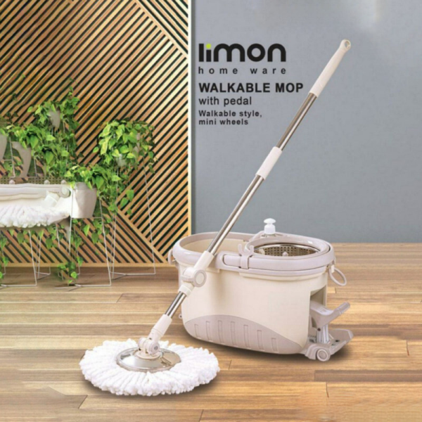 سطل و زمین شوی پدالی برند لیمون مدل 202200، سطل و زمین‌شوی پدالی برای شست و شوی آسان و سریع انواع سطوح با حداقل تماس دست با آب و مواد شوینده