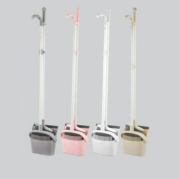 ست جارو خاک انداز دسته بلند الوان برند لیمون مدل 204435، ست دو تکه جارو خاک انداز مخزن دار دسته بلند برای نظافت آسان سطوح مختلف و جمع‌آوری گرد و غبار