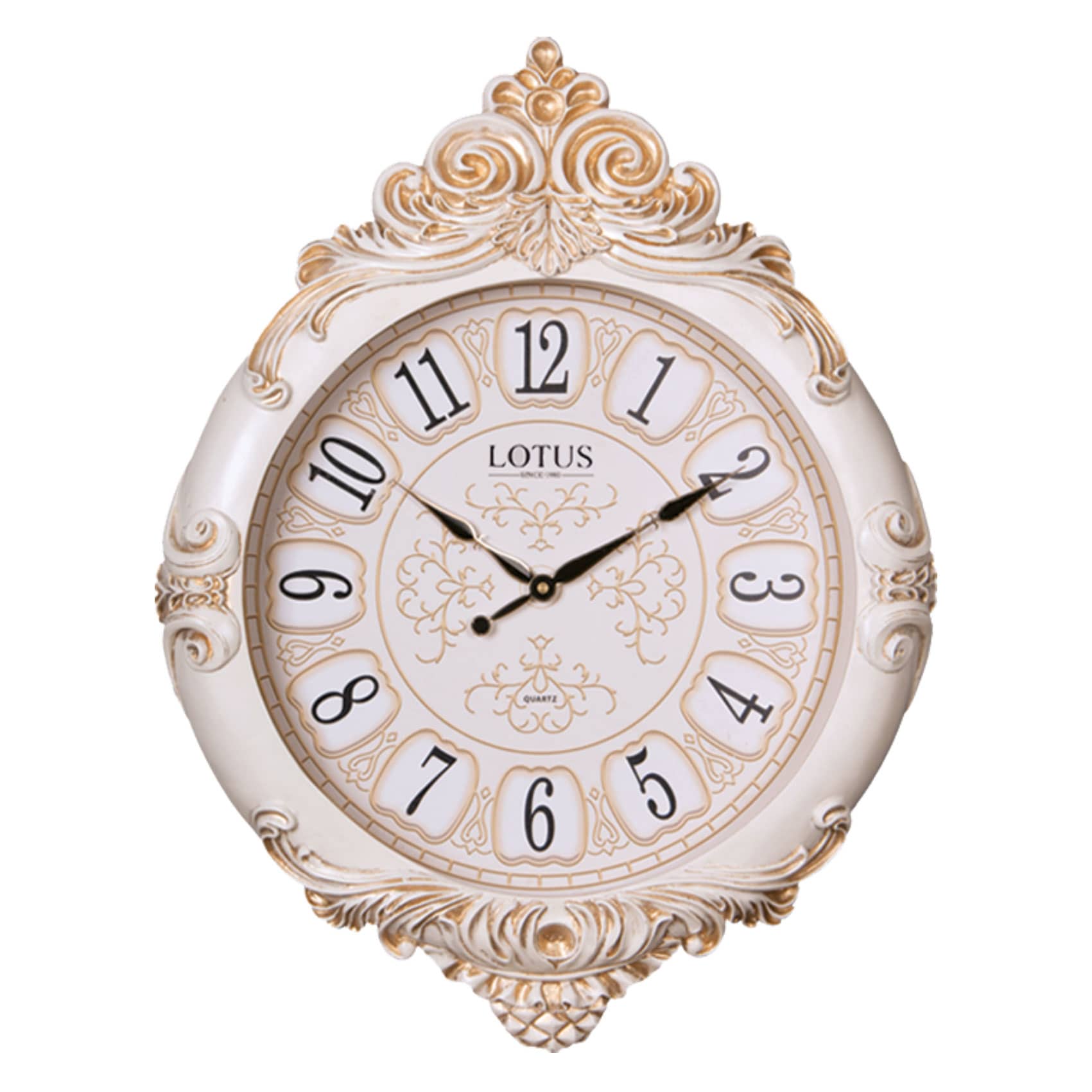 ساعت دیواری پلی رزین لوتوس مدل 702 کرم