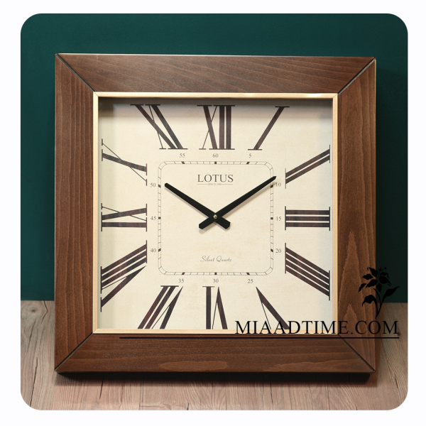 ساعت دیواری چوبی مربع مدل 9911 لوتوس