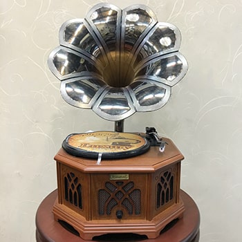 گرامافون رومیزی 3 کاره برند لاکچری رنگ قهوه ای مدل 062