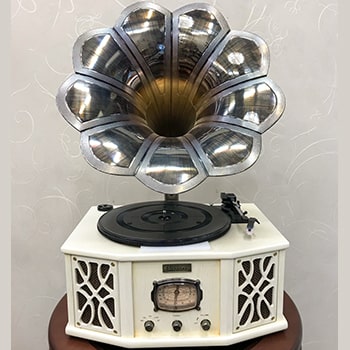 گرامافون رومیزی 4 کاره برند لاکچری رنگ کرم مدل 1203