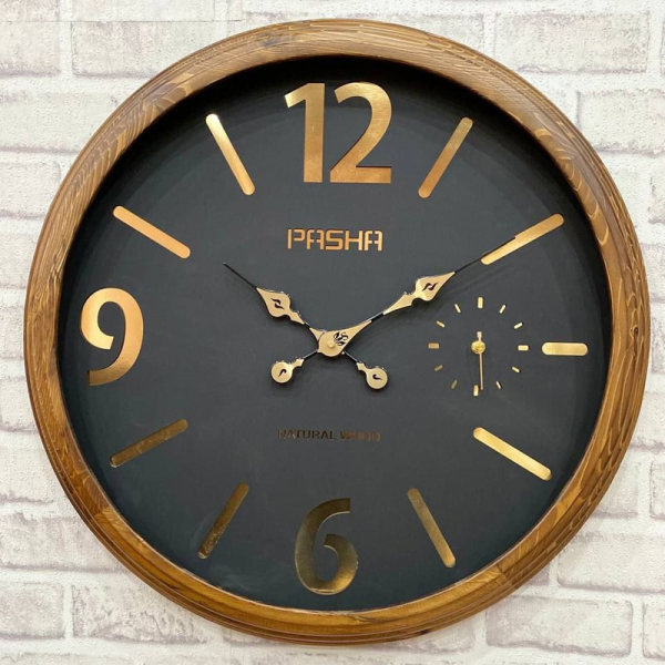 ساعت دیواری پاشا با چوب طبیعی مدل 655