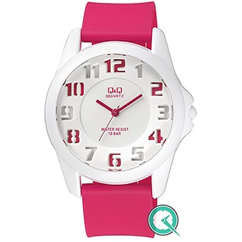 ساعت کیو اند کیو q&q | صفحه سفید بند صورتی | کد VR42J006Y