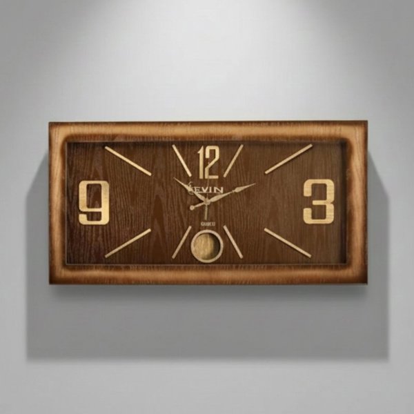 ساعت دیواری چوبی کوین مدل 2210 سایز 90 در 45