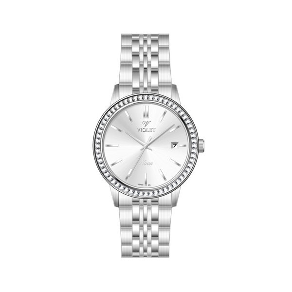 ساعت مچی ویولت ۳۲۷۶۱، زنانه تک موتوره، گرد فلزی، استیل، صفحه نقره ای