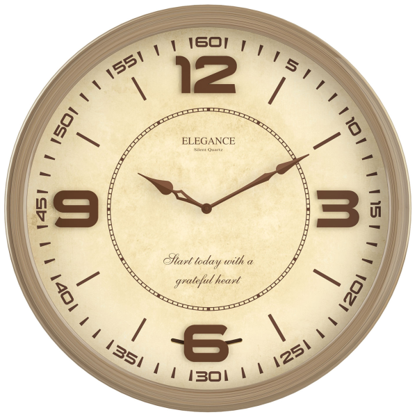 ساعت دیواری شوبرت رنگ بژ پاندولی مدل 5223 گارنت، ساعت دیواری با قاب پلاستیک، سایز 60، فونت لاتین، موتور آرامگرد، اعداد و جزئیات برجسته، موتور ثانیه شمار مستقل