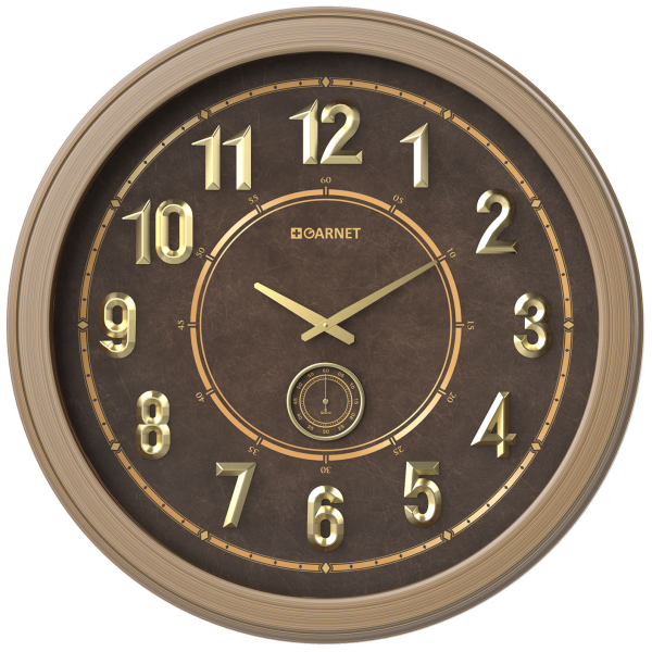 ساعت دیواری شوبرت رنگ بژ مدل 5478 گارنت، ساعت دیواری با قاب پلاستیک، سایز 70، فونت لاتین، موتور آرامگرد، اعداد و جزئیات برجسته، موتور ثانیه شمار مستقل
