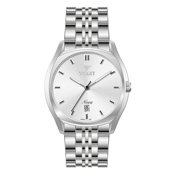 ساعت مچی ویولت، مردانه تک موتوره،گرد فلزی،استیل صفحه نقره ای کد 32754