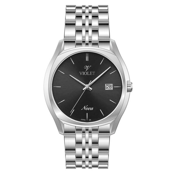 ساعت مچی ویولت، مردانه تک موتوره،گرد فلزی،استیل صفحه مشکی کد 32756