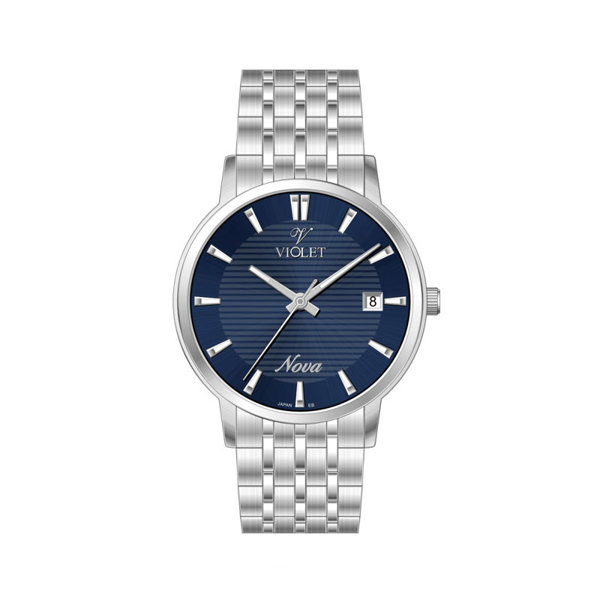 ساعت مچی ویولت، مردانه تک موتوره،گرد فلزی،استیل صفحه سرمه ای کد 32762 