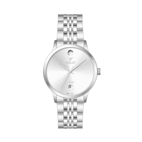 ساعت مچی ویولت، زنانه تک موتوره،گرد فلزی،استیل،صفحه نقره ای کد 32758