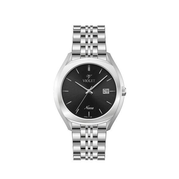 ساعت مچی ویولت، زنانه تک موتوره،گرد فلزی،استیل،صفحه مشکی کد 32756