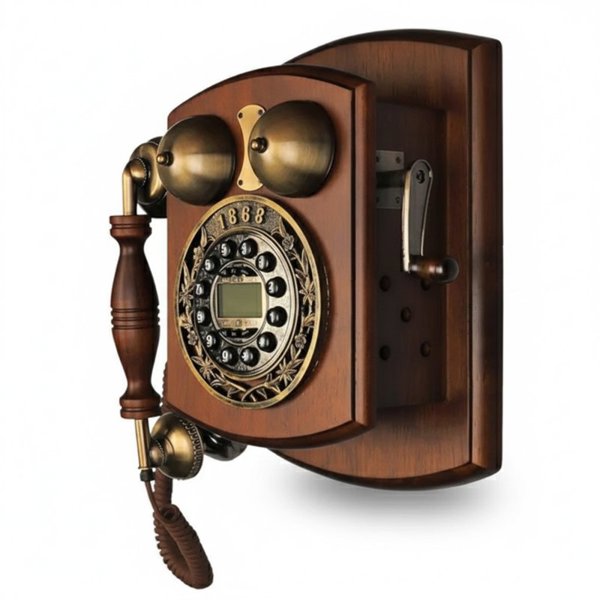 تلفن دیواری چوبی والتر مدل 1868‌s، تلفن بی‌نظیر با شماره گیر دکمه ای و مخصوص اتصال به دیوار، تلفن سنتی و خاص و نوستالژی، وسیله کلیدی برای تزیین دکور منزل، دارای کالر آیدی