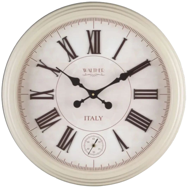 ساعت دیواری والتر Walther مدل 6035 | ساعت دیواری سایز 60 با موتور آرامگرد، متریال چوبی بدنه، رنگ کرم
